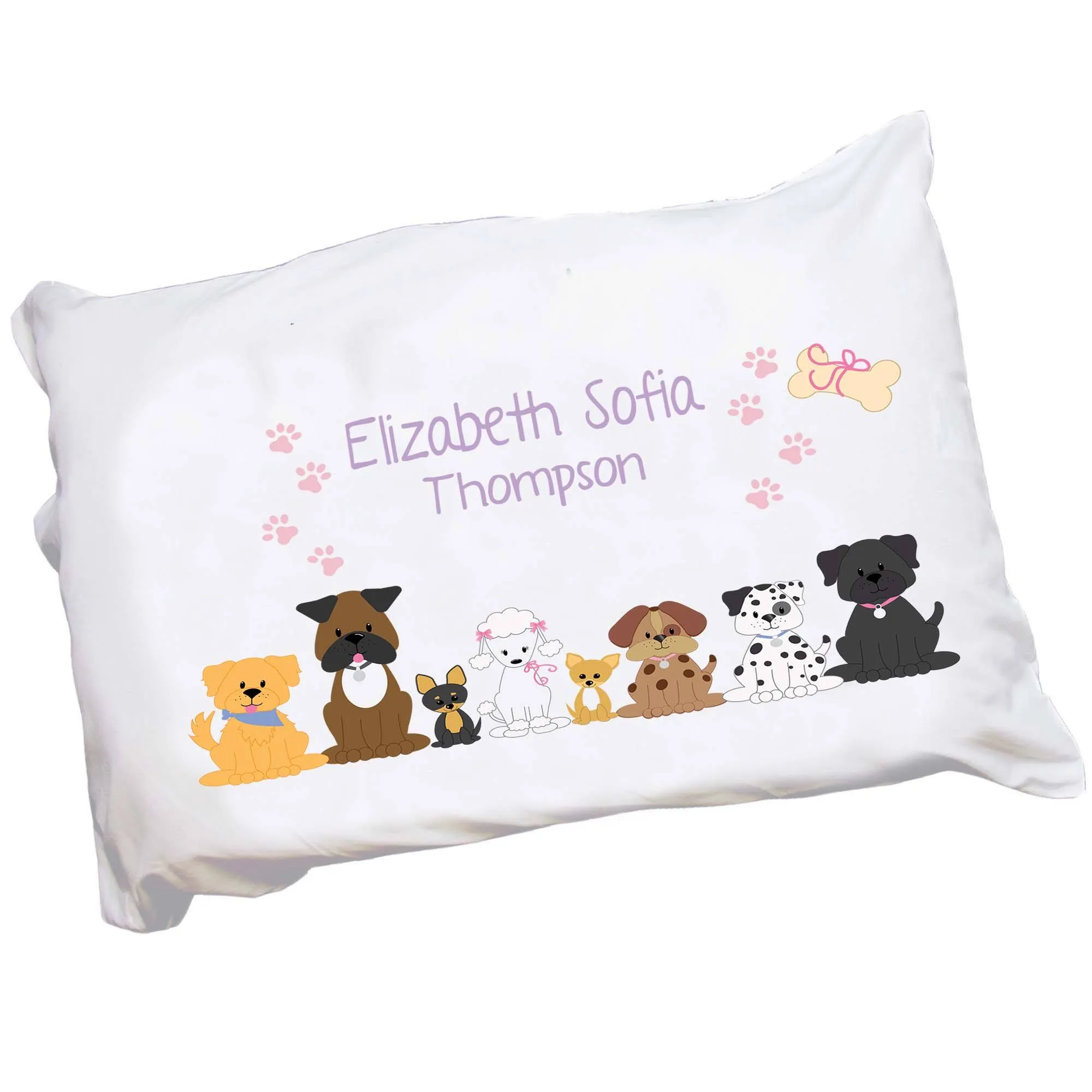 Personalized Pink All Dogs Pillowcase