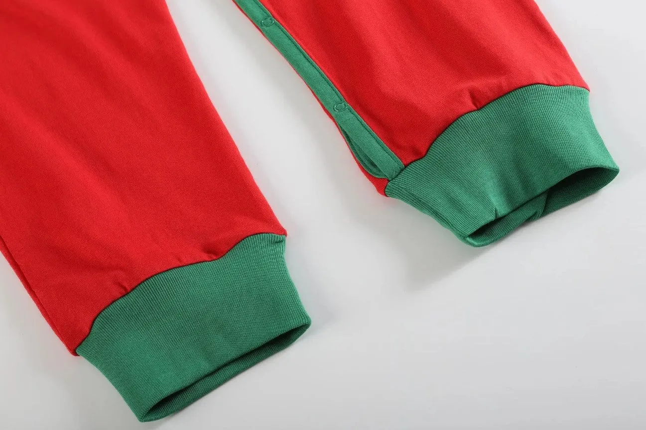 Red & Green Christmas Tree Reindeer Flap Baby Sleep Pajamas